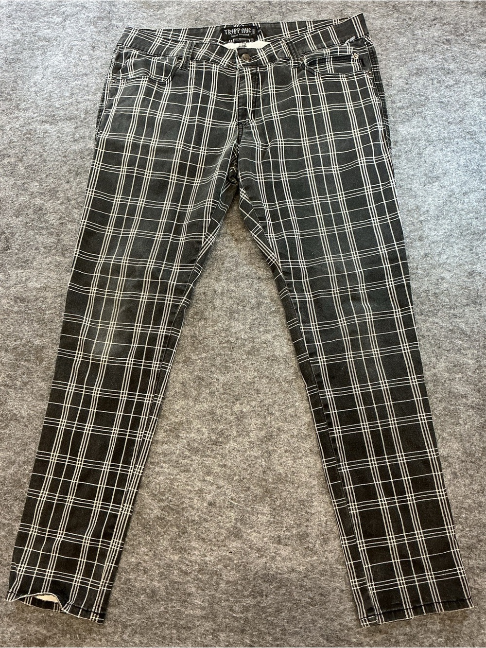 Tripp NYC Black and White Plaid Straight Leg Pants Size 36